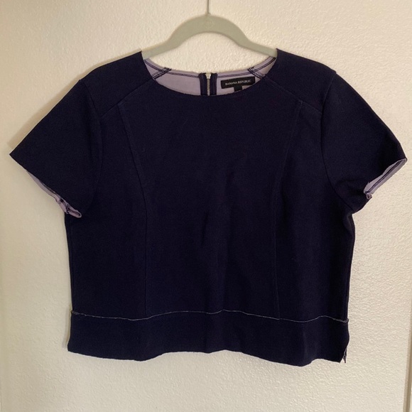 Banana Republic structured zipper back top with raw hem - Picture 1 of 5